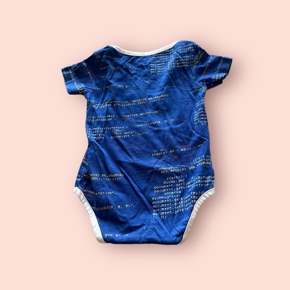 Baby Svaha Computer Programming Coding Blue With White Trim Bodysuit Sz 12 Mon - Picture 8 of 11